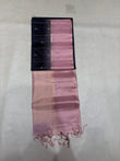 Leelavathi black handloom softsilk saree - Pure silk saree- contrast color