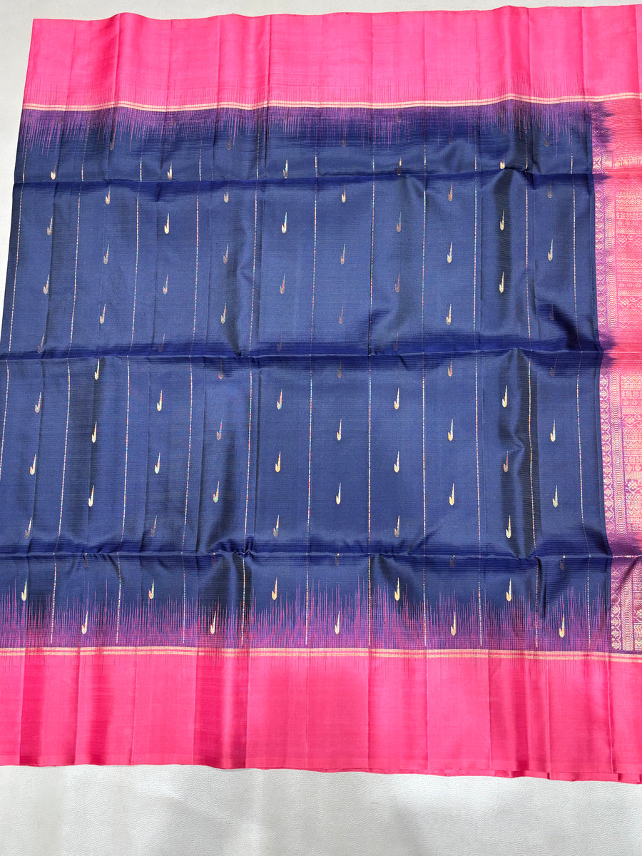 Leelavathi blue handloom softsilk saree - GA104