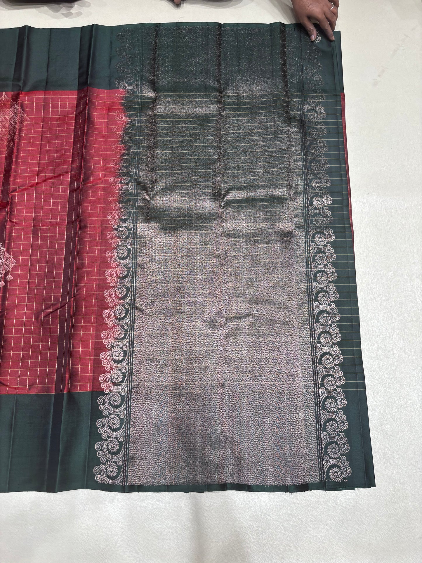 Thanima maroon and green softsilk saree - Pure silk saree