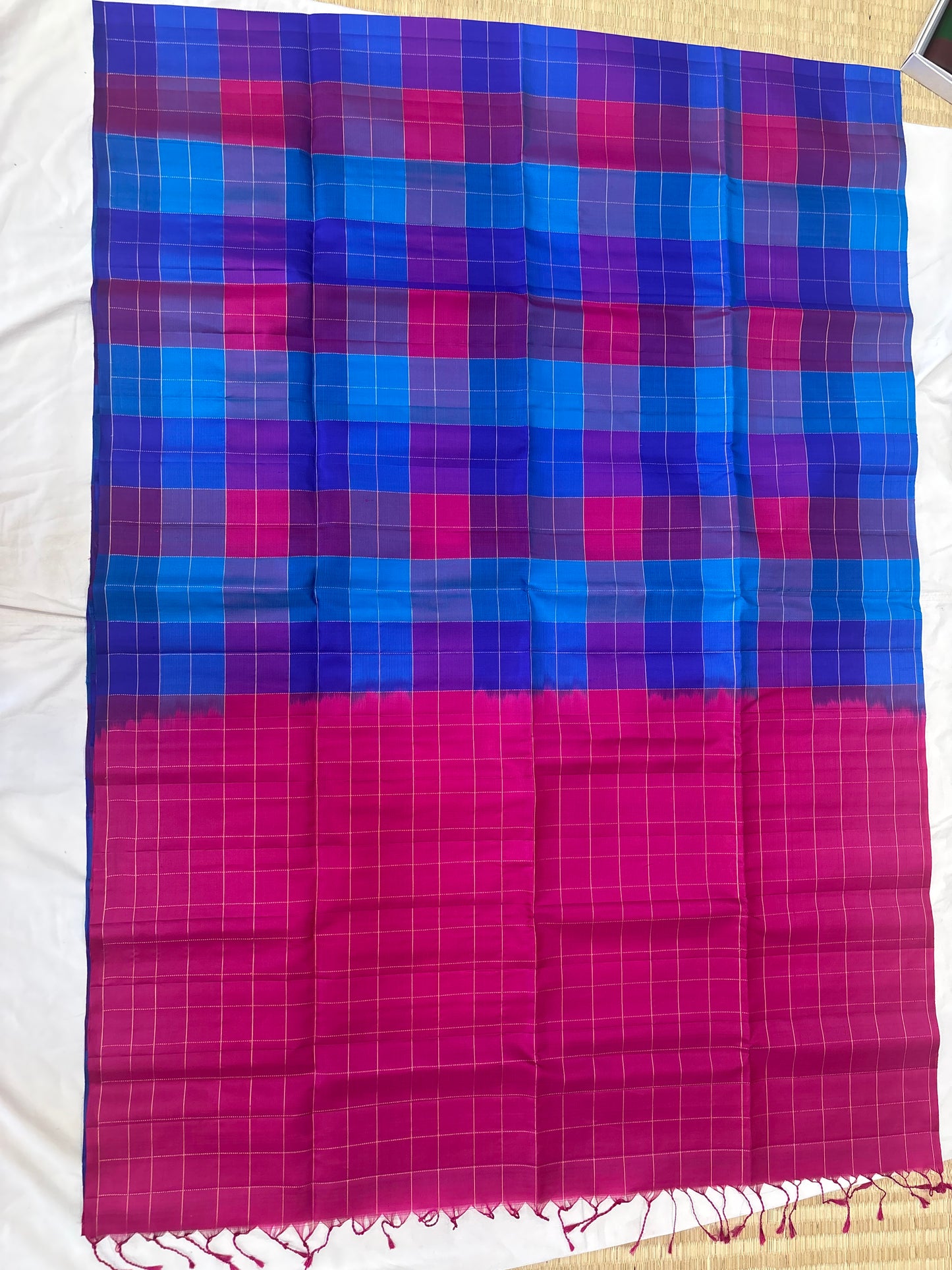 Kattam blue & pink handloom softsilk saree-AK1114