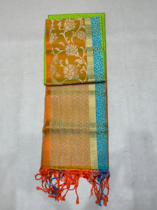Karunya green brocade softsilk saree - Pure silk saree