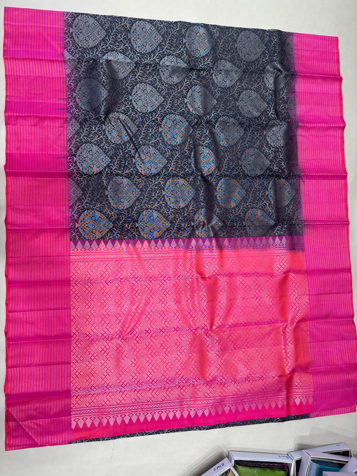 Tharvya handloom softsilk saree - Pure silk saree - all self contrast- ASC1101