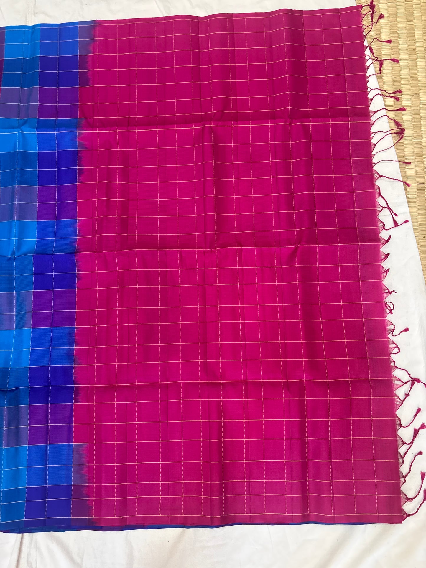 Kattam blue & pink handloom softsilk saree-AK1114