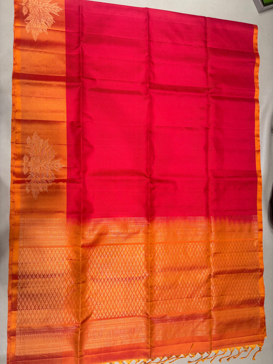 Anjana red handloom softsilk saree - pure silk saree