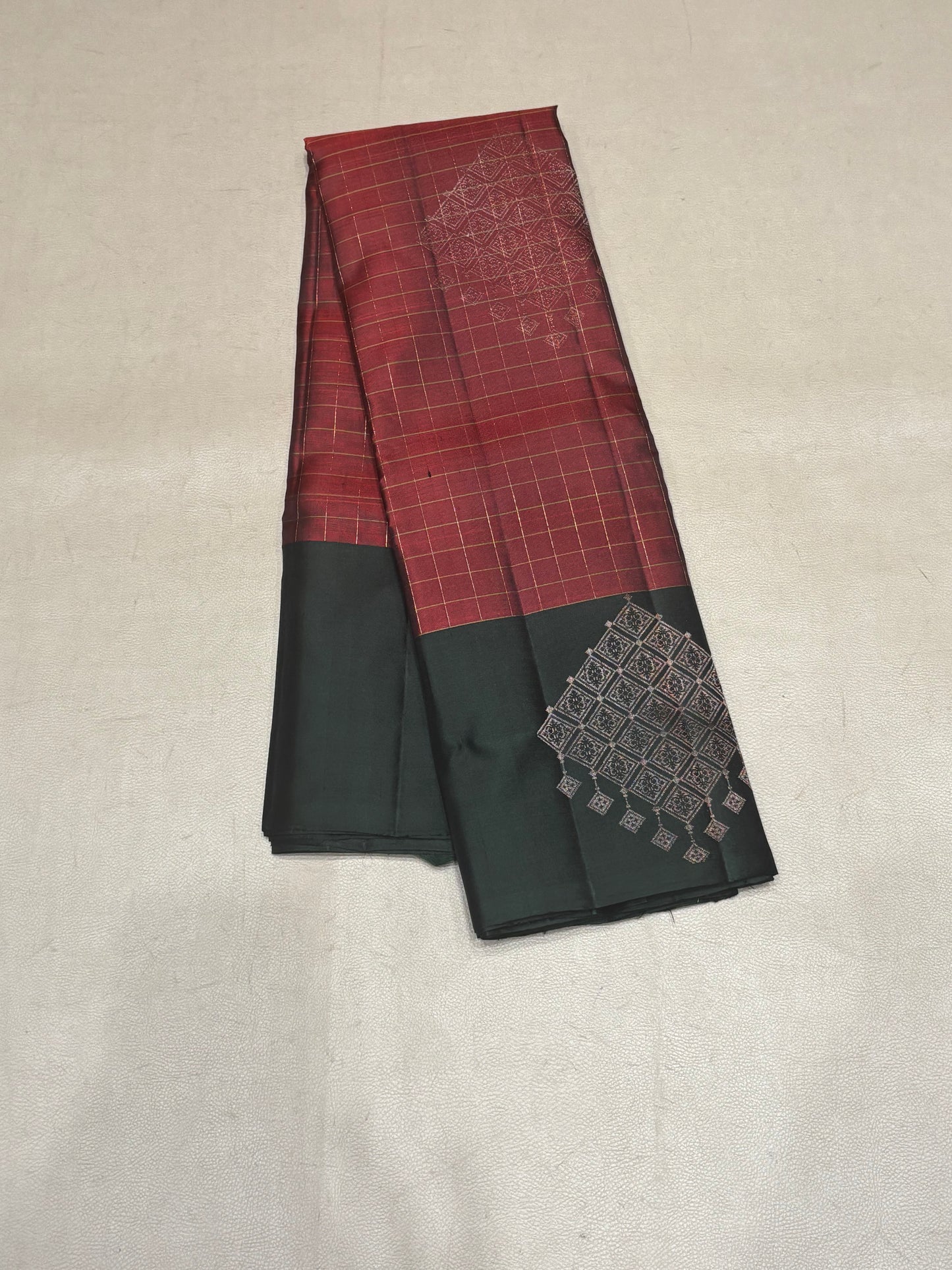 Thanima maroon and green softsilk saree - Pure silk saree