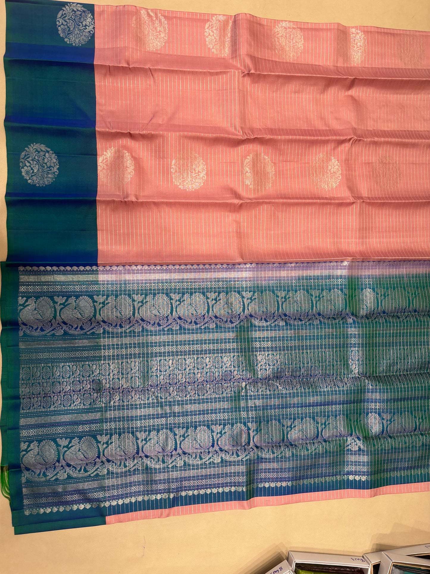 Neythra handloom softsilk saree - Pure silk saree - korvai border- AK1104