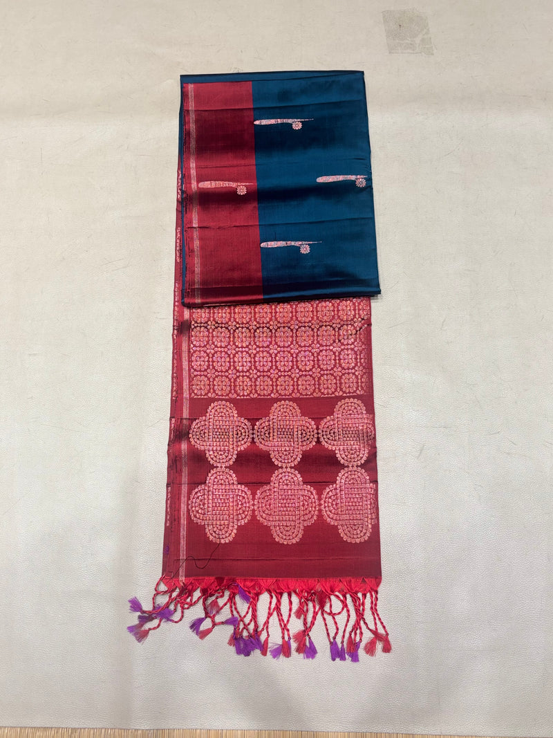 Hridya peacock blue handloom softsilk saree - Pure silk saree