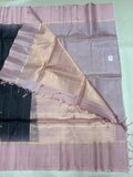 Leelavathi black handloom softsilk saree - Pure silk saree- contrast color