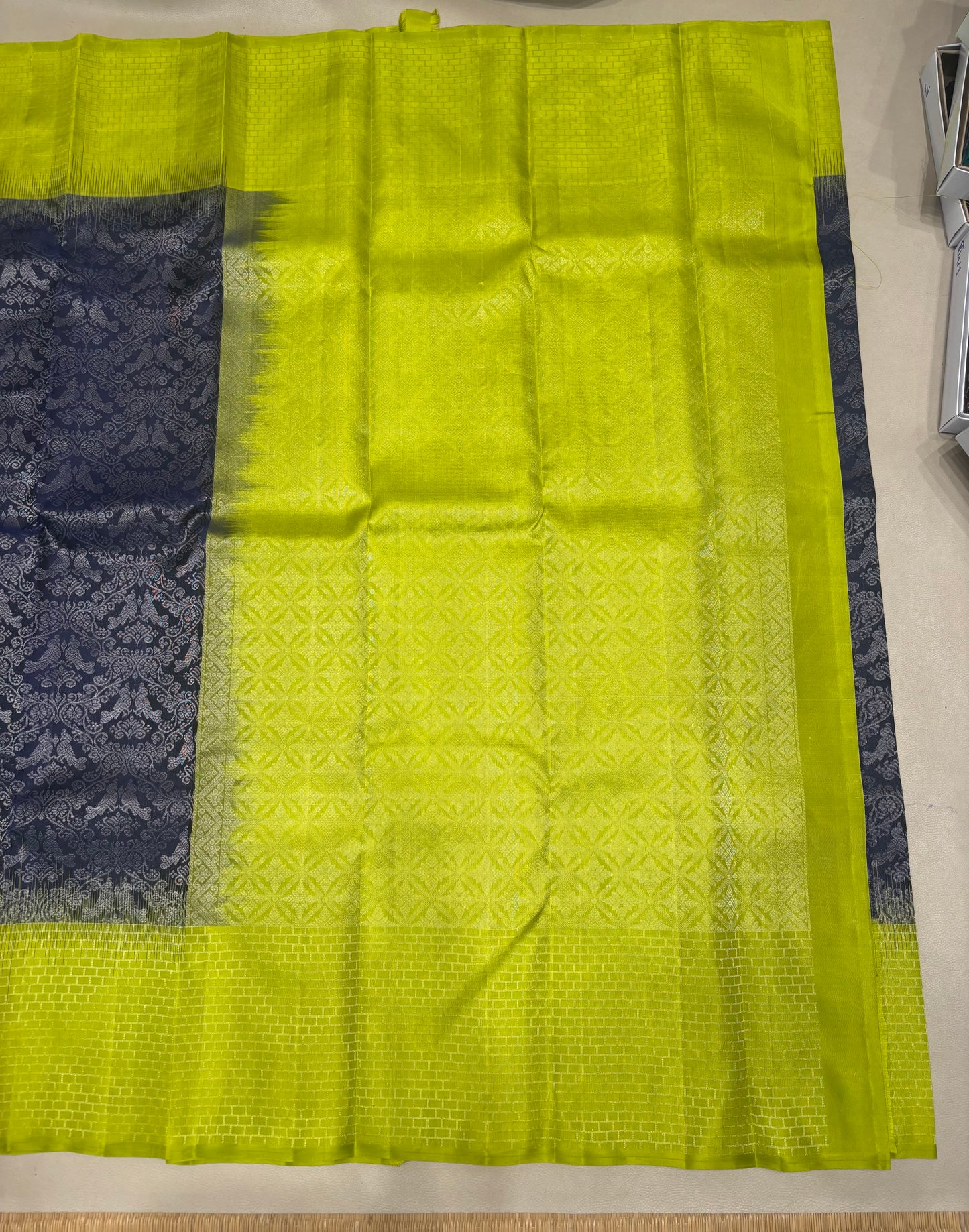 Mantra handloom softsilk saree - Pure silk saree - all self contrast-ASC1101