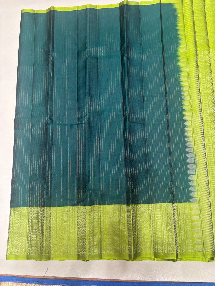 Tanvi bottle green softsilk saree - Vaira oosi design - Pure silk saree