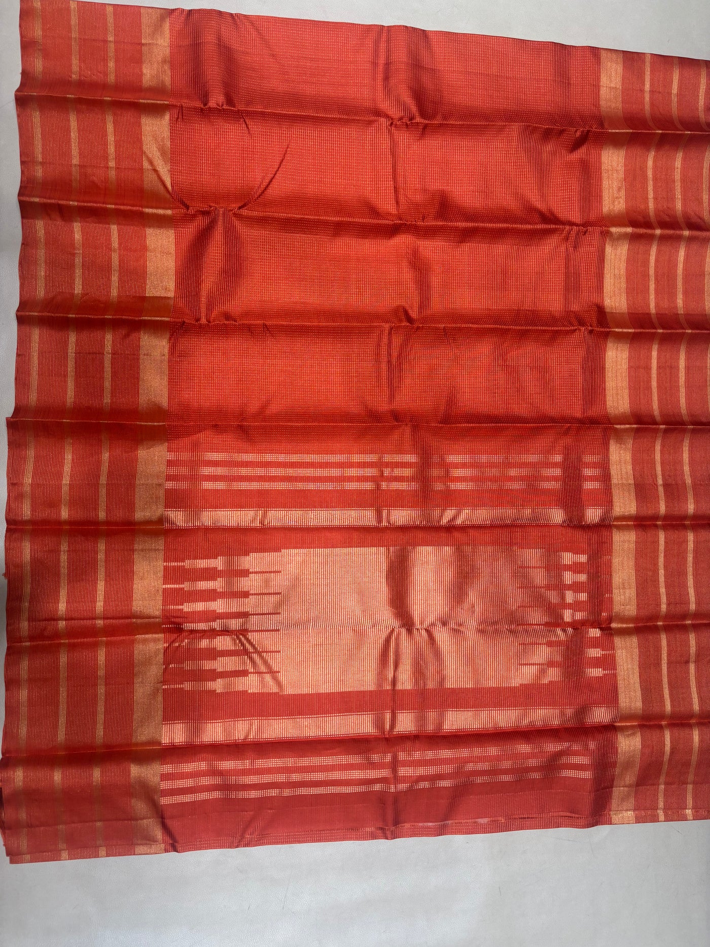 Ranjani orange micro checked softsilk saree - pure silk saree