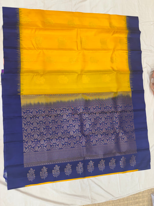 Yuvaa yellow & blue softsilk saree - Pure silk saree-set13