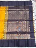 Leelavathi yellow & coffee brown handloom softsilk saree - Pure silk saree - GA104
