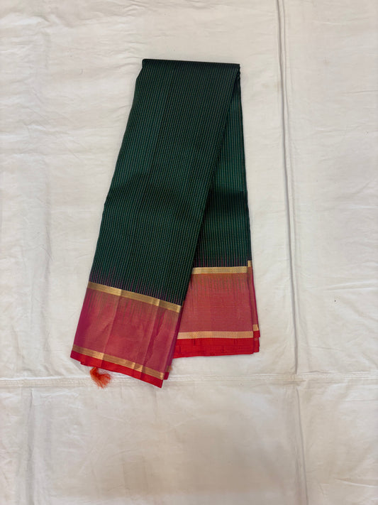 Thirumagal bottle green handloom softsilk saree - Pure silk saree-AK1109