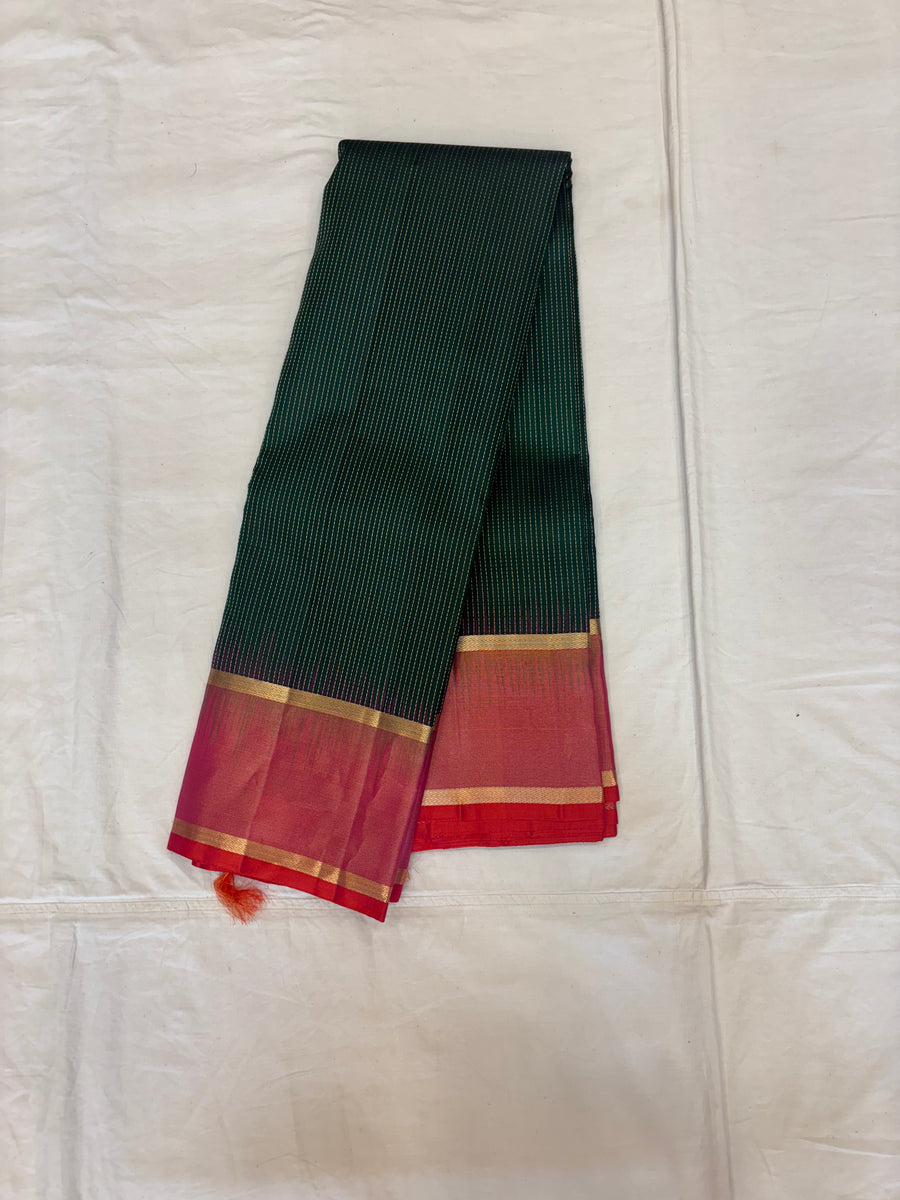 Thirumagal bottle green handloom softsilk saree - Pure silk saree-AK1109-AV101