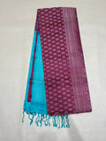 Vairam wine & teal blue bridal brocade softsilk saree - Pure silk saree