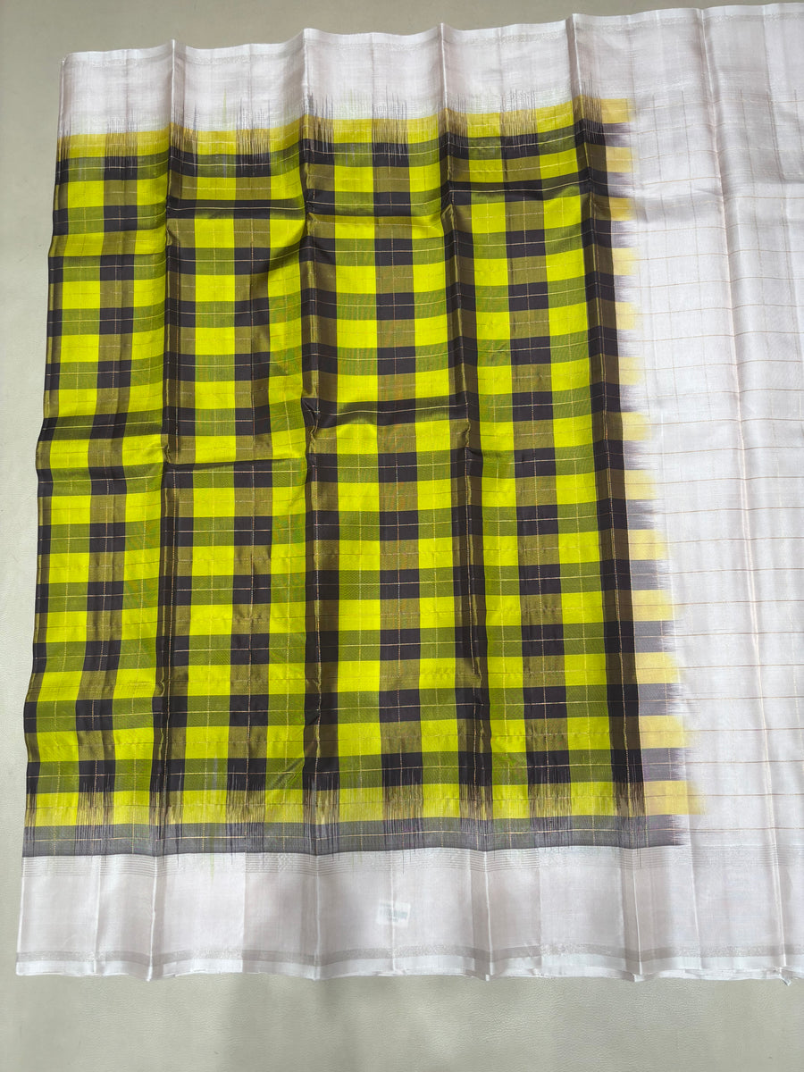 Varnvavi multi color checked handloom softsilk saree- Pure silk saree-AK1118
