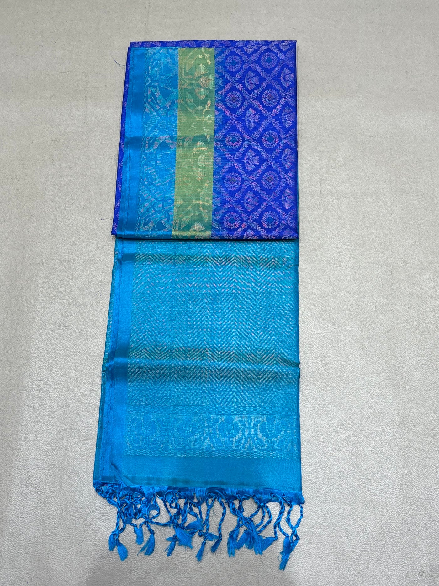 Kalai blue brocade bridal softsilk saree - Pure silk saree
