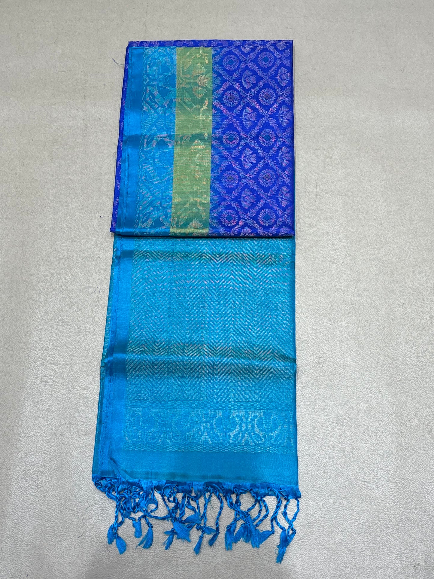 Kalai blue brocade bridal softsilk saree - Pure silk saree