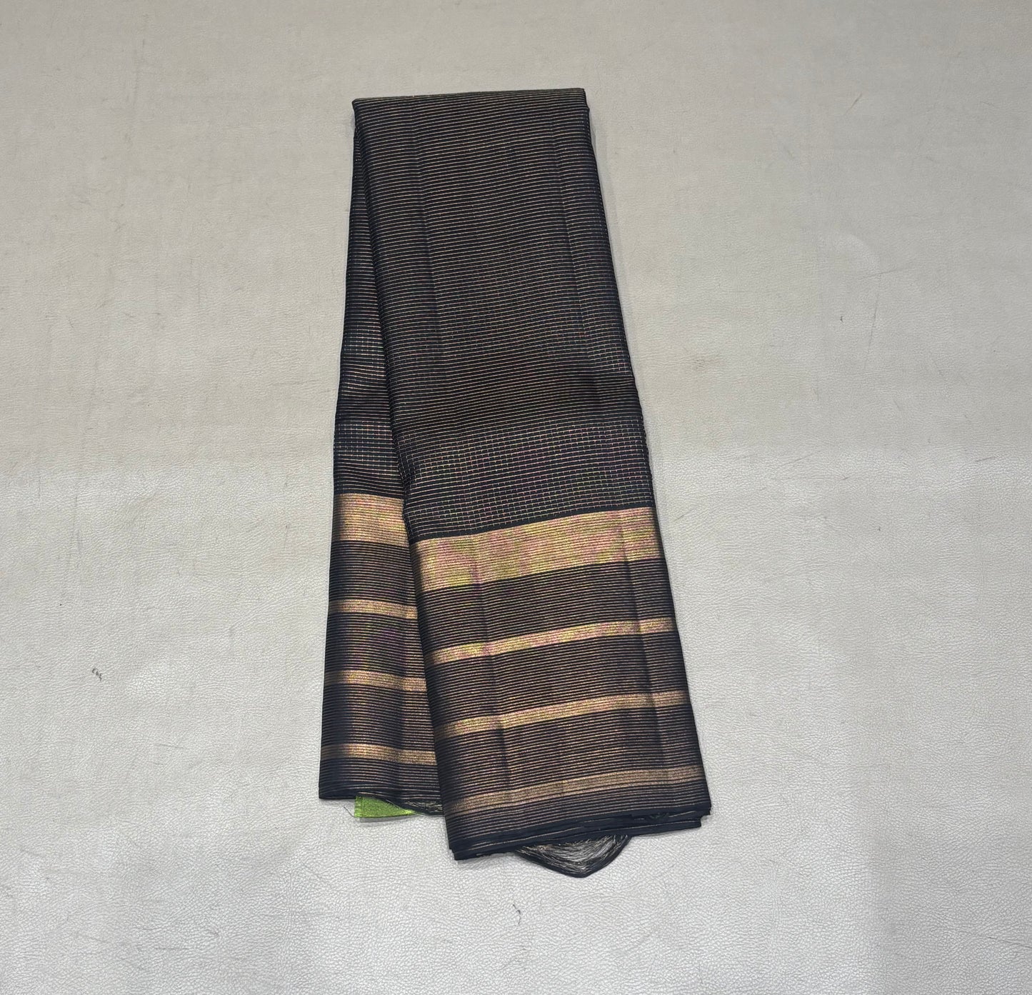 Ranjani black micro checked softsilk saree - Pure silk saree-AK1118