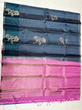 Charvitha bottle green handloom softsilk saree - Pure silk saree
