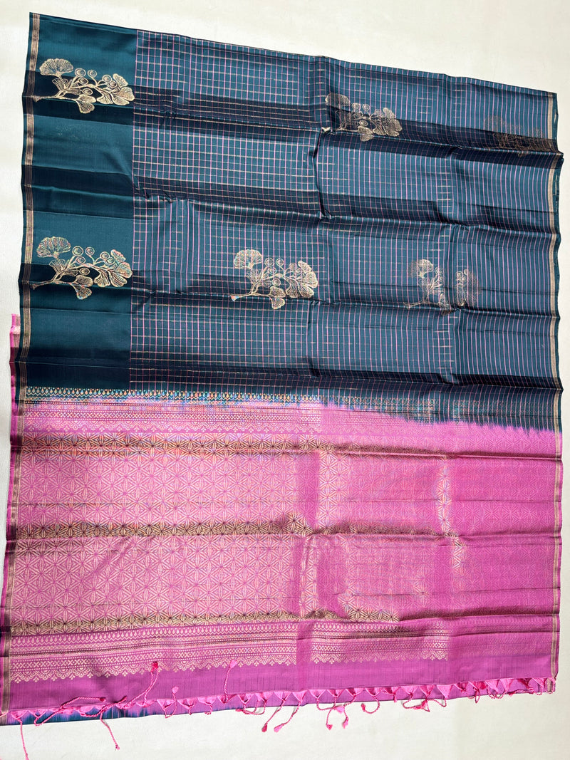 Charvitha bottle green handloom softsilk saree - Pure silk saree