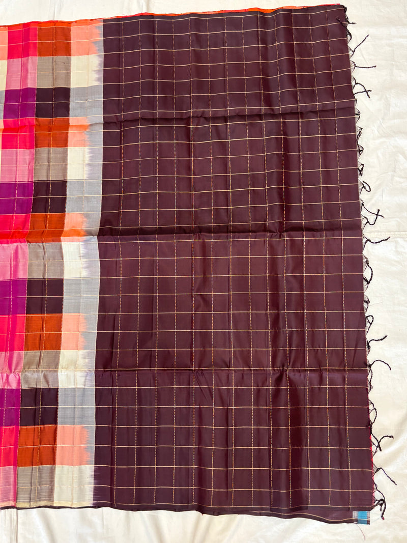Kattam multicolor handloom softsilk saree