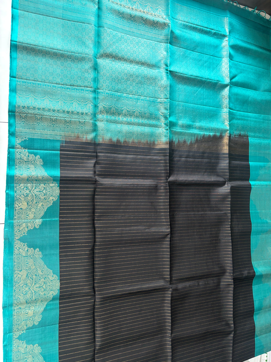 Karumugil black handloom softsilk saree - Pure silk saree