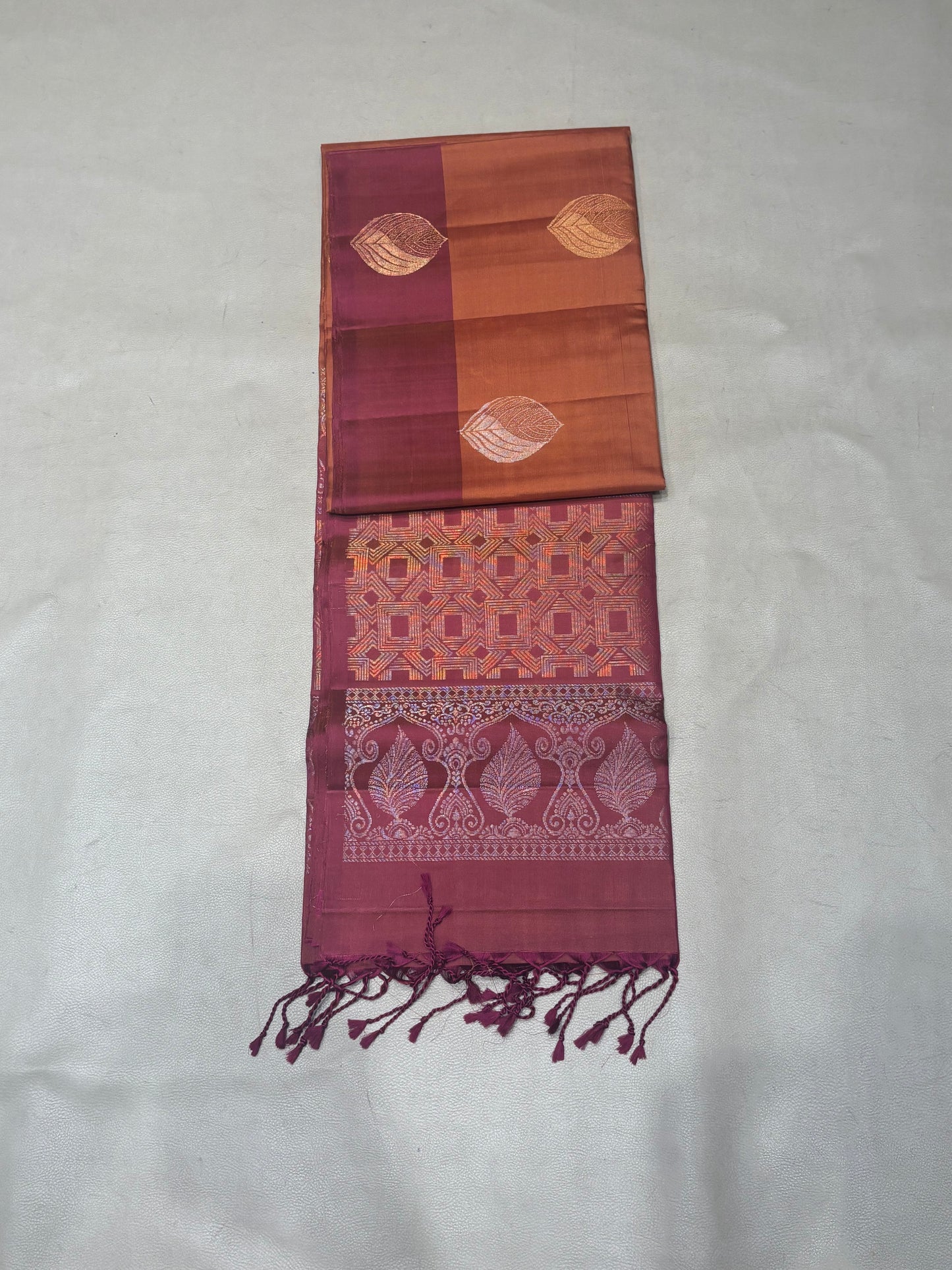 Saranam rust orange handloom softsilk saree - Pure silk saree-set14