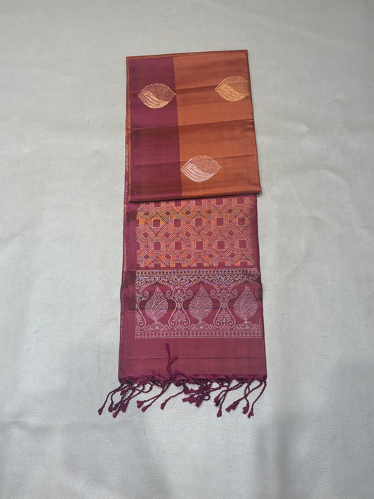 Saranam rust orange handloom softsilk saree - Pure silk saree-set14