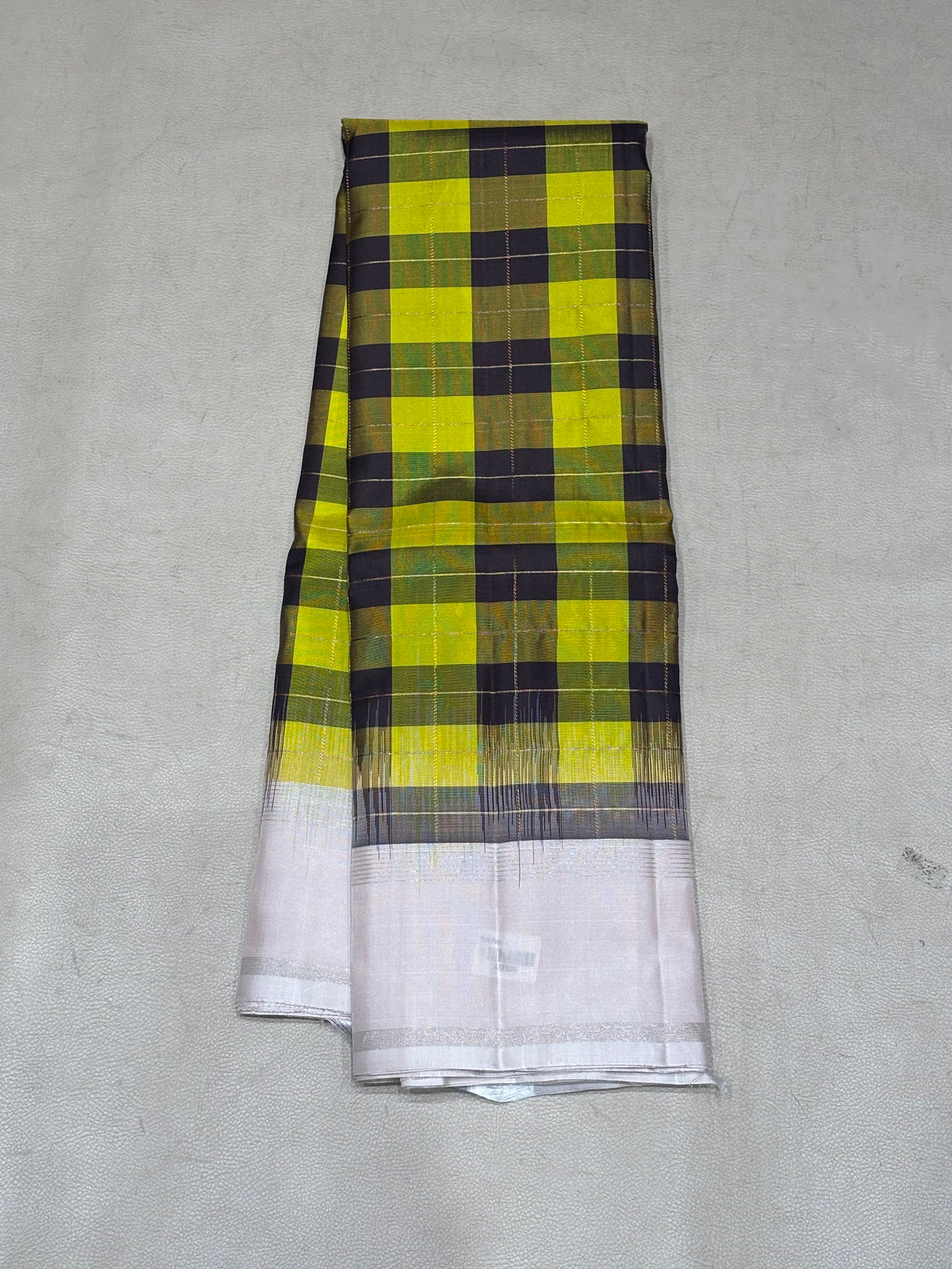 Varnvavi multi color checked handloom softsilk saree- Pure silk saree-AK1118
