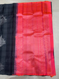 Mishti black handloom softsilk saree - Pure silk saree