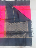 Panjara pink & black softsilk saree - Pure silk saree-AB101