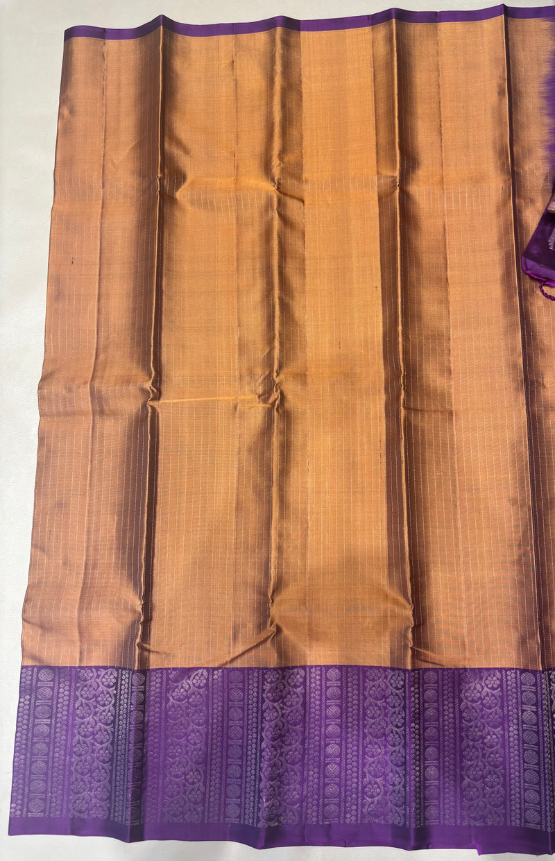 Tanvi rust & purple Vaira oosi handloom softsilk saree - Pure silk saree-set15