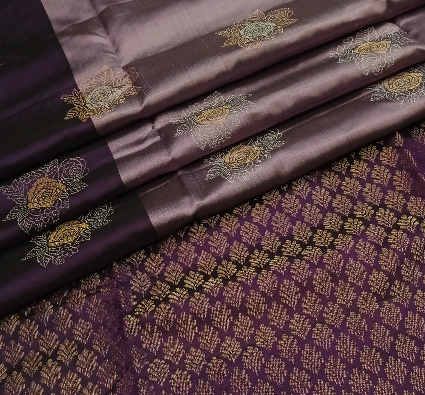 Soft Silk - Royal Bloom - Handloom Double warp Soft silk