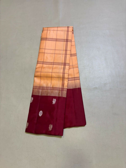 Mozhi orange handloom softsilk saree - Pure silk saree