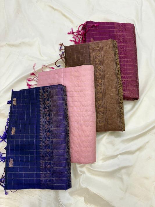 Kanakavalli Checks - Soft Silk- Handloom softsilk saree