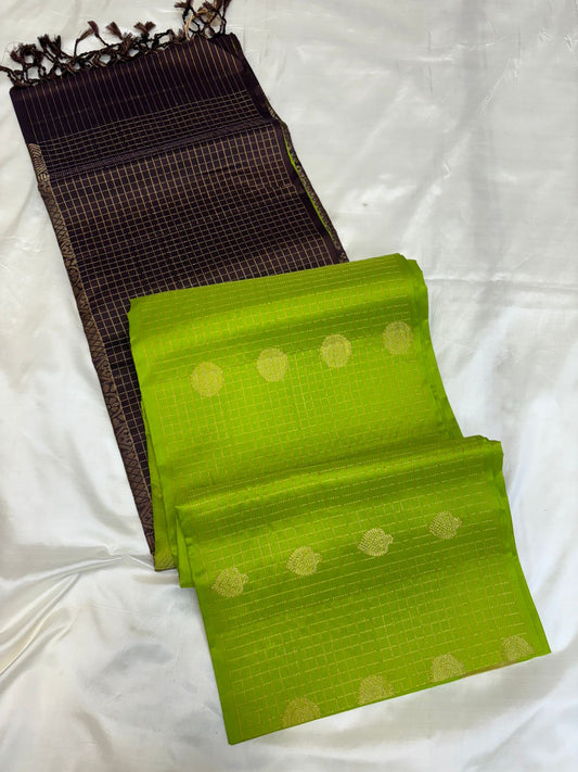 Checks Turning soft silk saree - Handloom softsilk saree