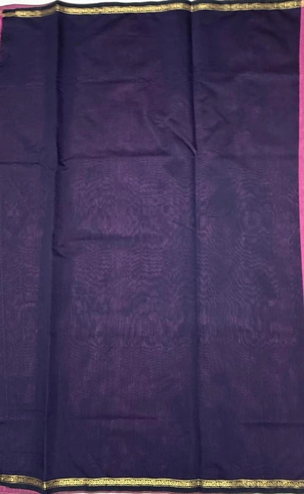 Minnerva cotton saree - rani pink color body & navy blue color pallu,blouse.