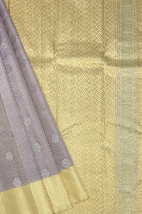 Vezham light lavender color body & sandal color pallu,blouse - Pure silk saree