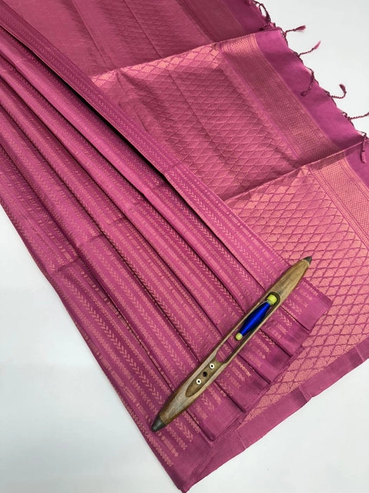Isha pastel pink color body, pallu , blouse pure silk saree