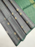 Varunika pastel grey color body & pastel green color pallu,blouse - Pure silk saree