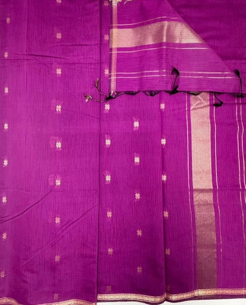 Minnera cotton saree - light purple color body , pallu,blouse.