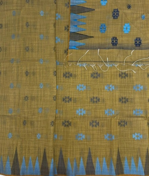 Kathiri cotton saree - beige color body, pallu,blouse.