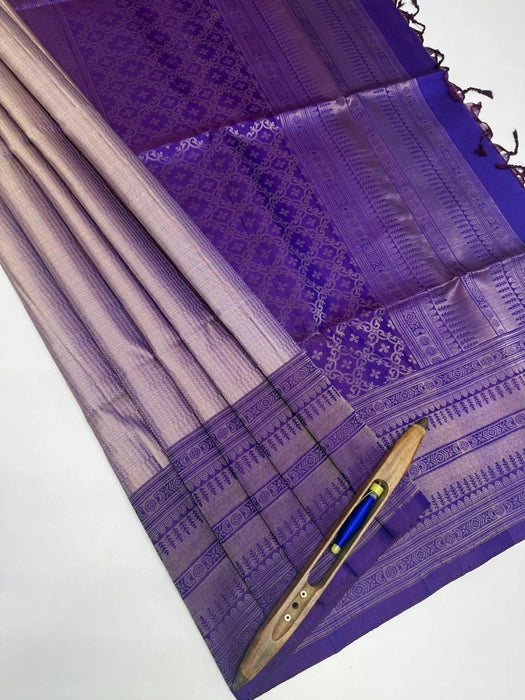 Thaarika pastel lavender color body & violet color pallu , blouse pure silk saree