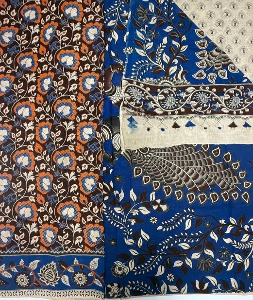 Rana cotton saree - dark brown color body, pallu,blouse.