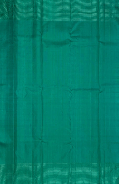 Inba dark pink color body & green color pallu,blouse - Pure silk saree