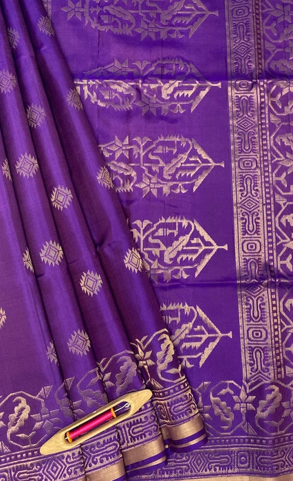 Oodha violet color body , pallu , blouse - Pure silk saree
