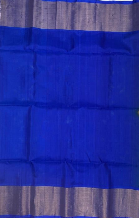 Inaaya pochampally silk saree -lemon yellow color body & royal blue color pallu , blouse - Pure silk saree