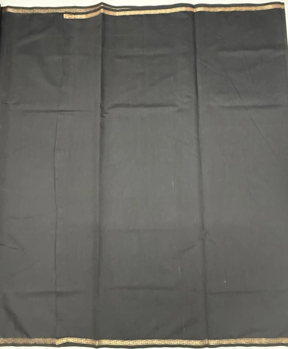Minnerva cotton saree - black color body, pallu,blouse.
